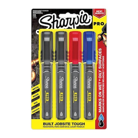 PRO Assorted Fine Tip Permanent Marker 4 Pk